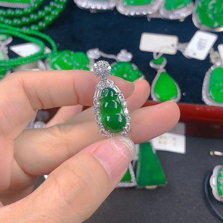 翡翠吊坠(不含链)银S925镶嵌