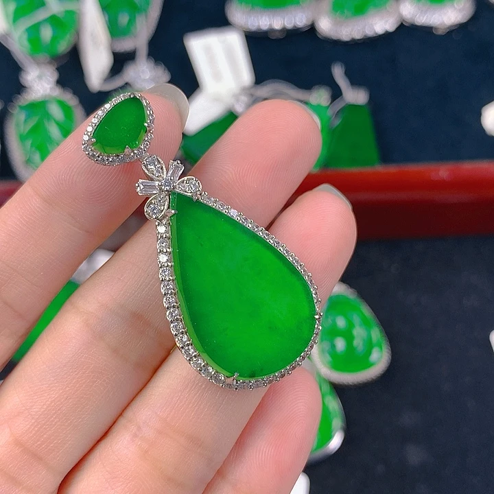 翡翠吊坠(不含链)银S925镶嵌