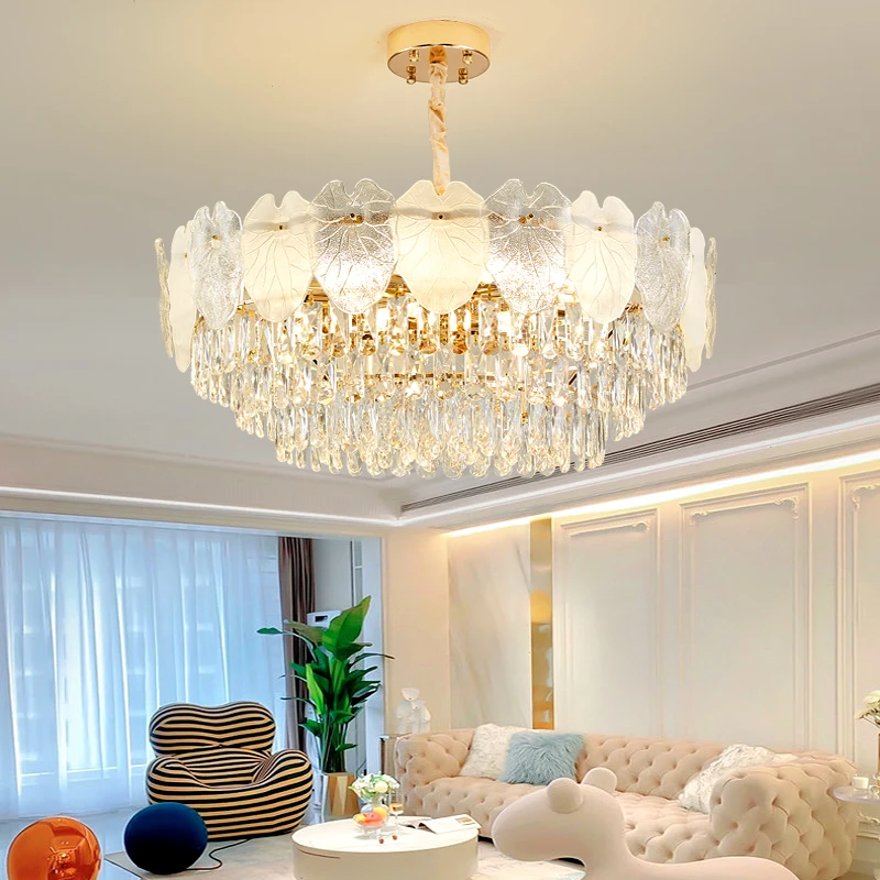 法式轻奢水晶客厅主卧别墅吊灯简约大气主灯温馨护眼餐厅卧室灯具