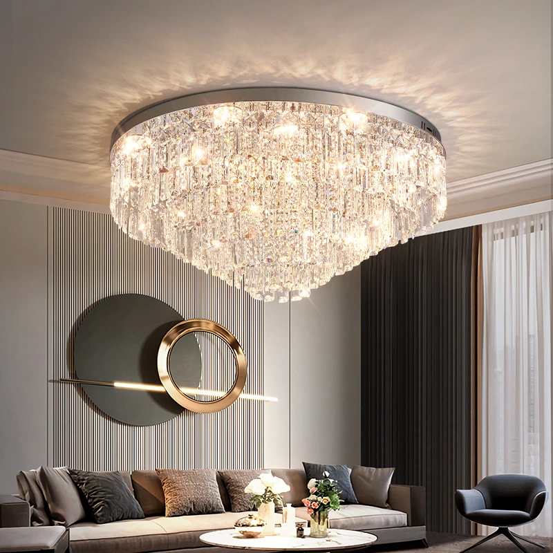 现代轻奢客厅灯水晶吸顶灯大气大厅主灯2024年新款主卧室餐厅灯具