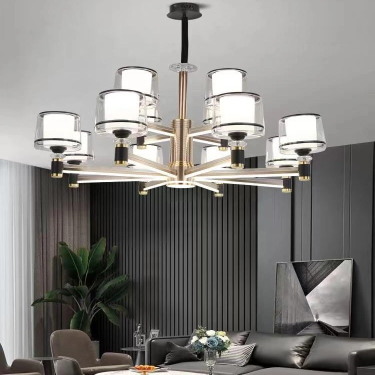 简约客厅灯现代灯具网红爆款吊灯铝材玫瑰金亚克力灯卧室家居套餐