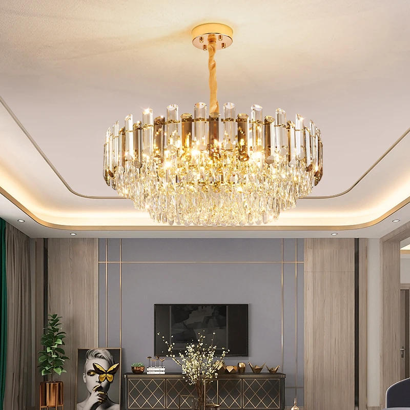 轻奢客厅水晶吊灯家用别墅大厅灯后现代圆形高档大气餐厅灯饭厅灯