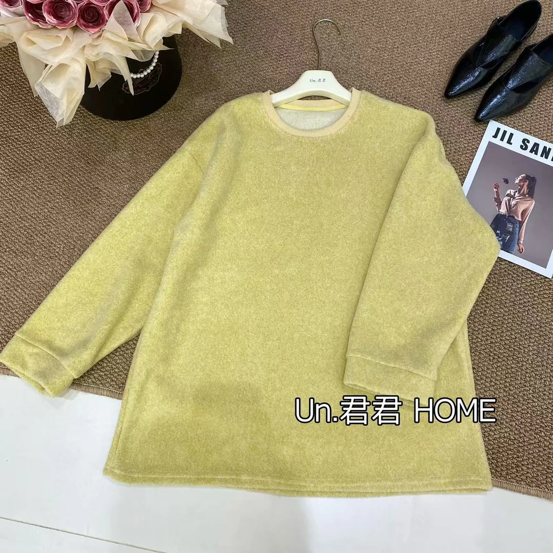 君君家【雪花绒】6919欧货雪花绒宽松圆领百搭卫衣