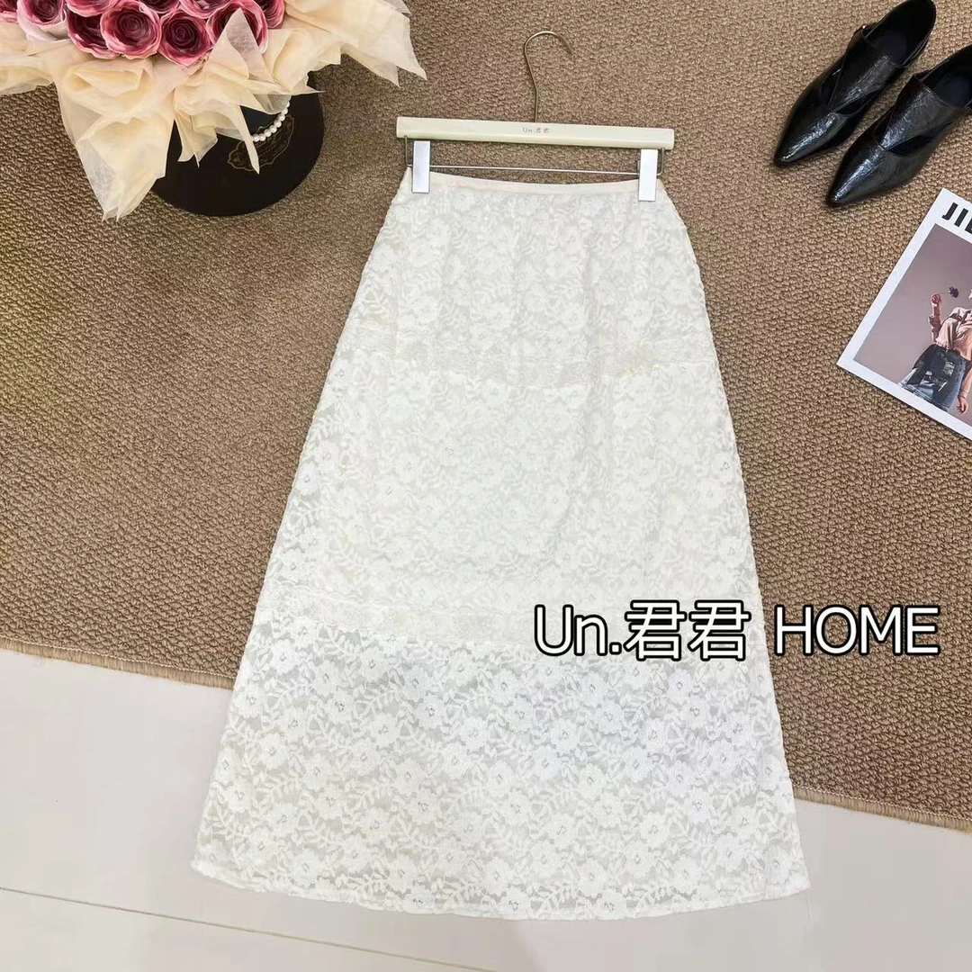 君君家【蕾丝半身裙】6920高腰气质重工加绒甜美蕾丝半身裙