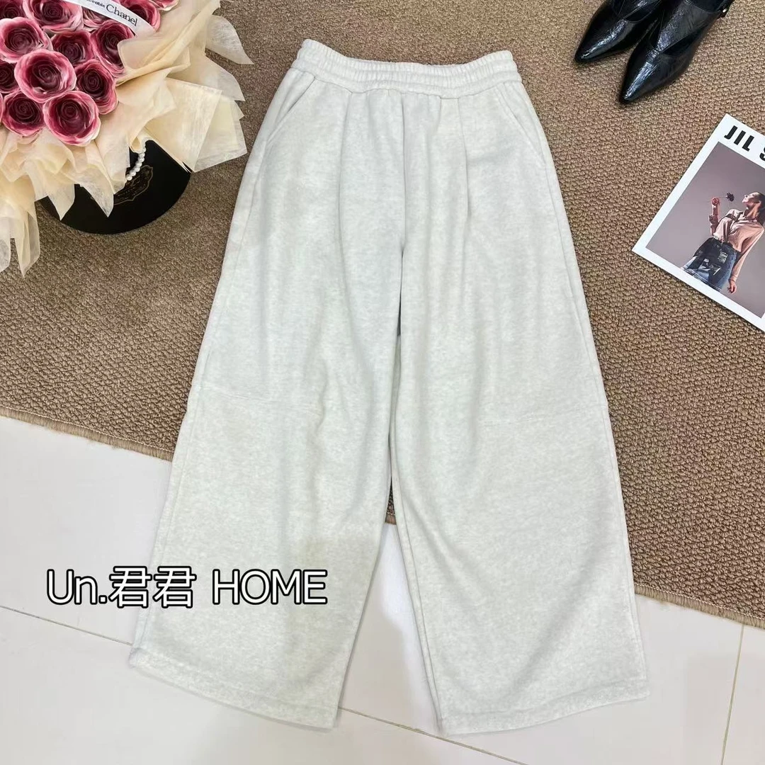 君君家【羊绒弯刀裤】6863简约百搭加绒休闲奶奶裤松紧腰宽松弯刀裤