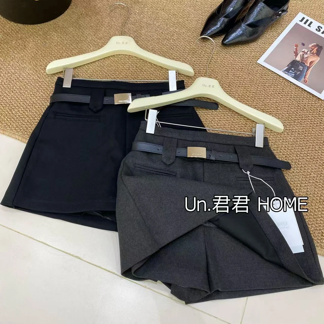 君君家【呢料裤裙】6670秋冬高腰显瘦百搭呢料A字裤裙