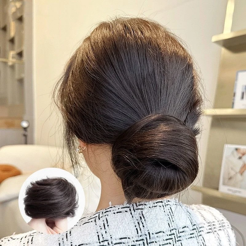 低扎丸子头女神女仿真发发圈汉服古风发包自然蓬松懒人盘发神器