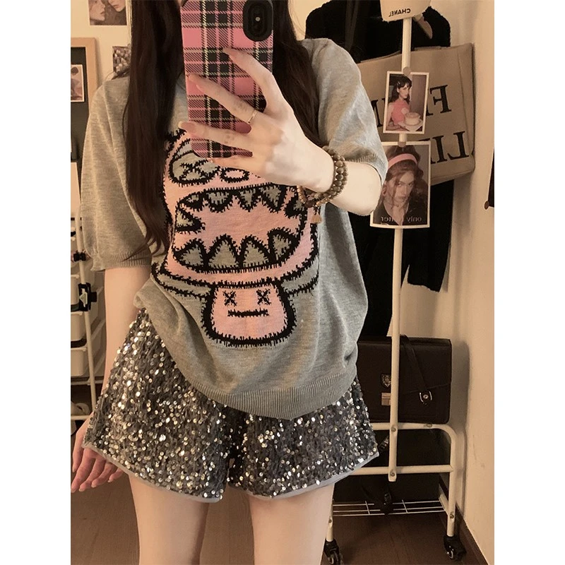休闲阔腿裤女款小个子薄款短袖T恤上衣夏季网红宽松百搭外穿短裤