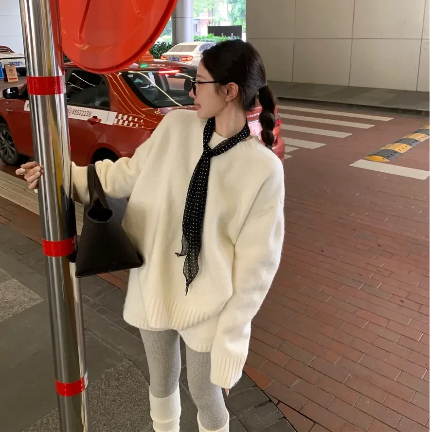 毛衣女款2024款休闲百搭半身短裙网红款韩系学院风慵懒版针织上衣