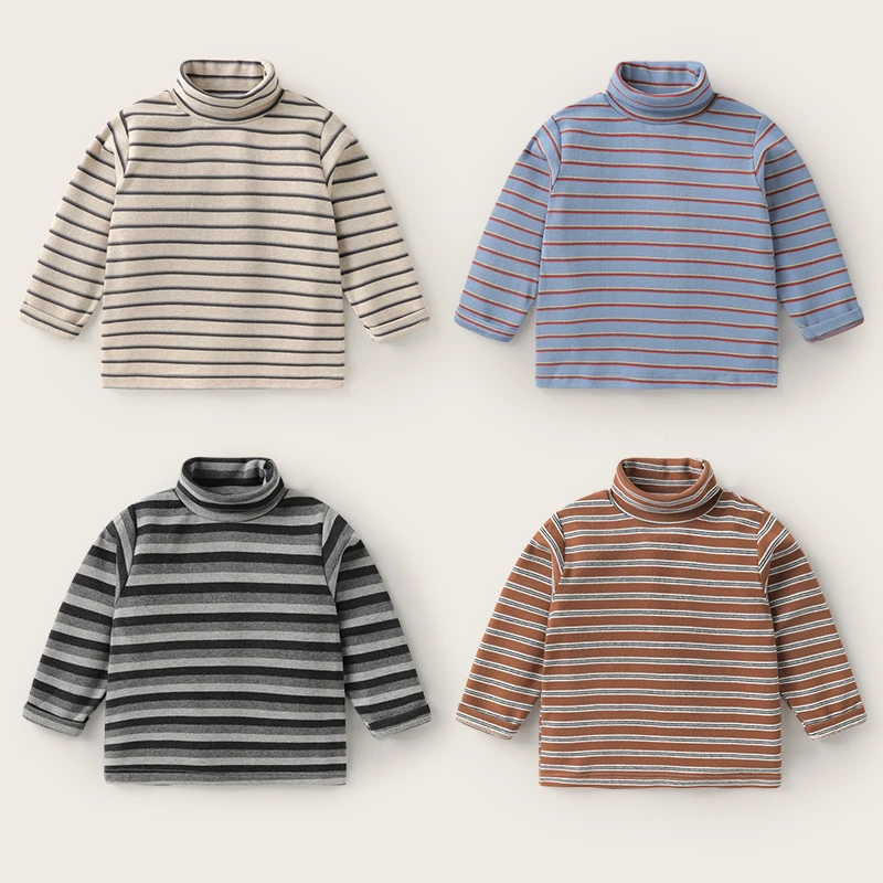 【93棉带弹力】男童高领条纹打底衫秋冬款童装儿童秋衣冬季潮U14480