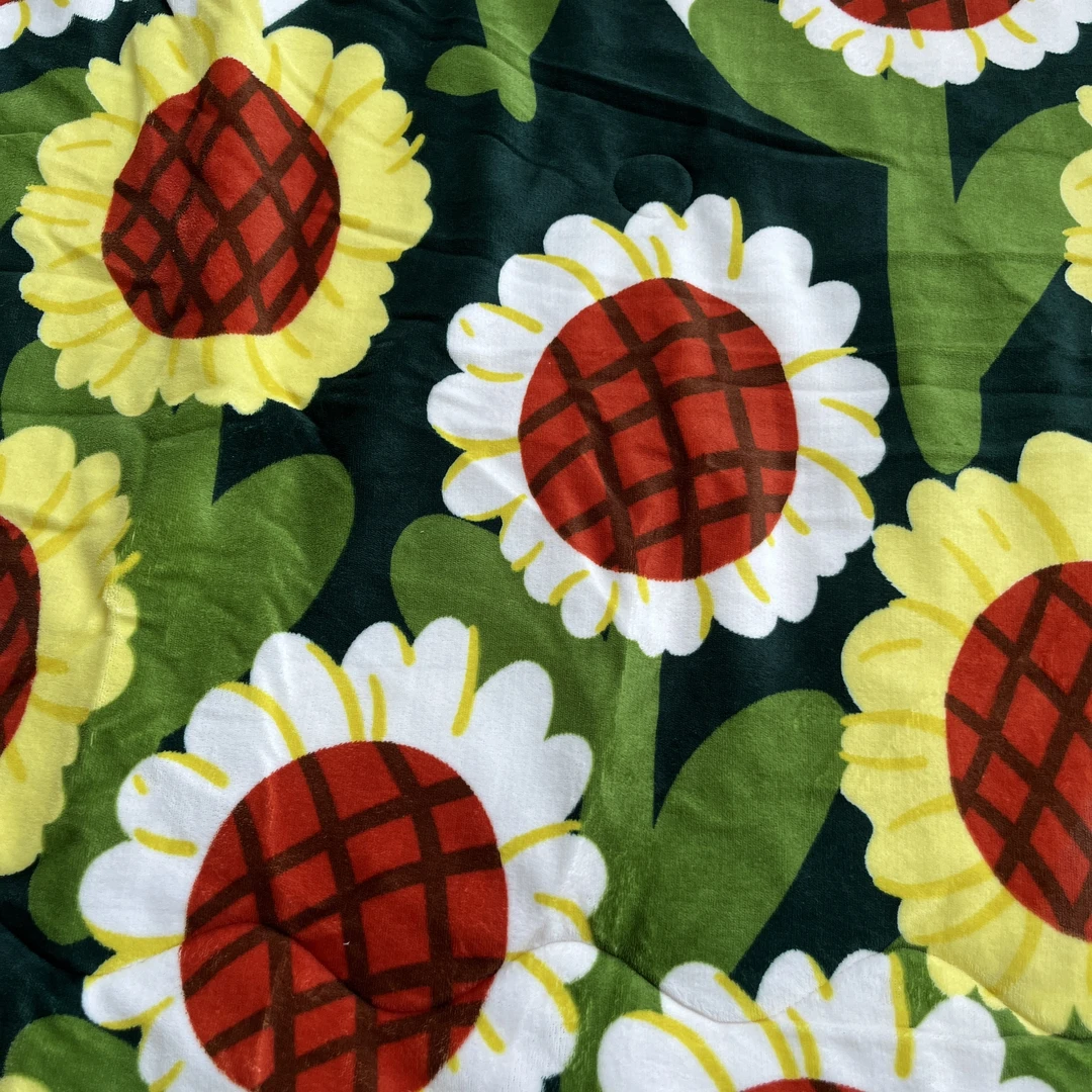 向日葵2.0*230被子手工绿色粉色印花紫色咖色绣花米色