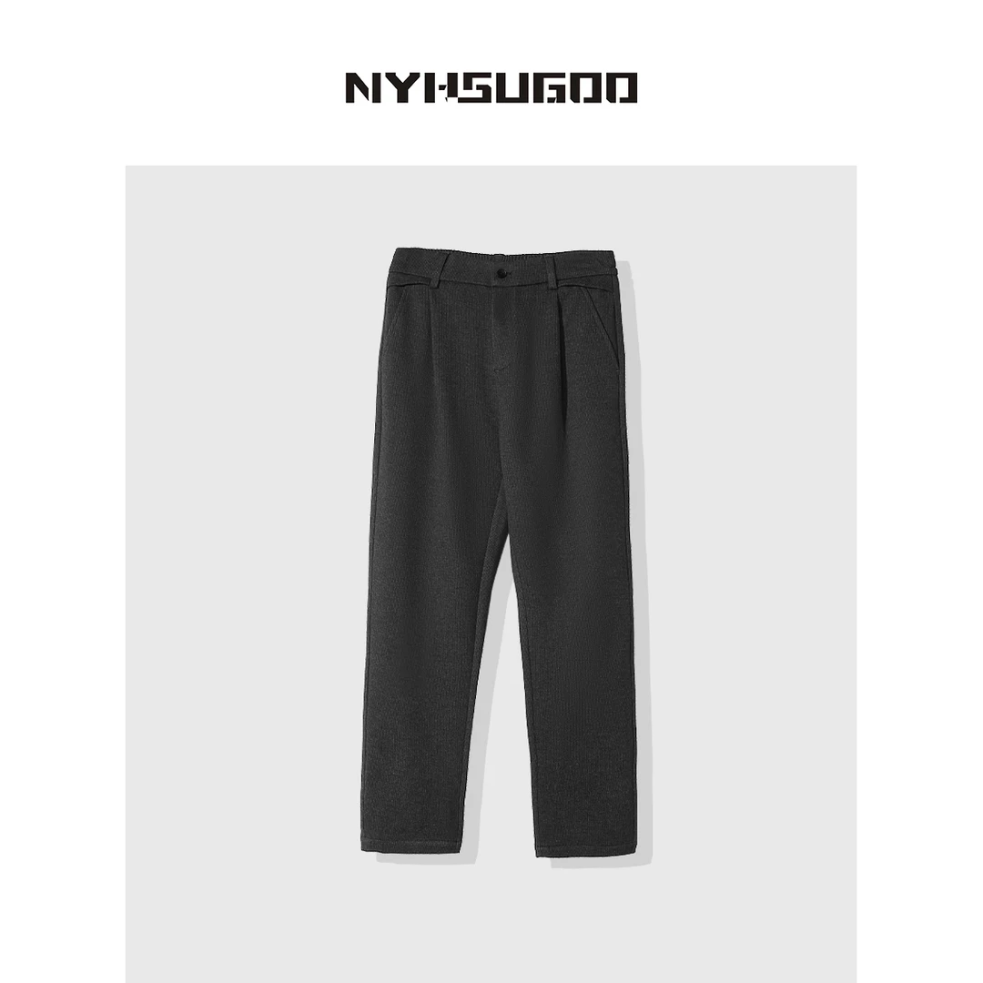 南乙N910秋冬男士新款呢料直筒西裤百搭舒适长裤潮流韩系休闲裤