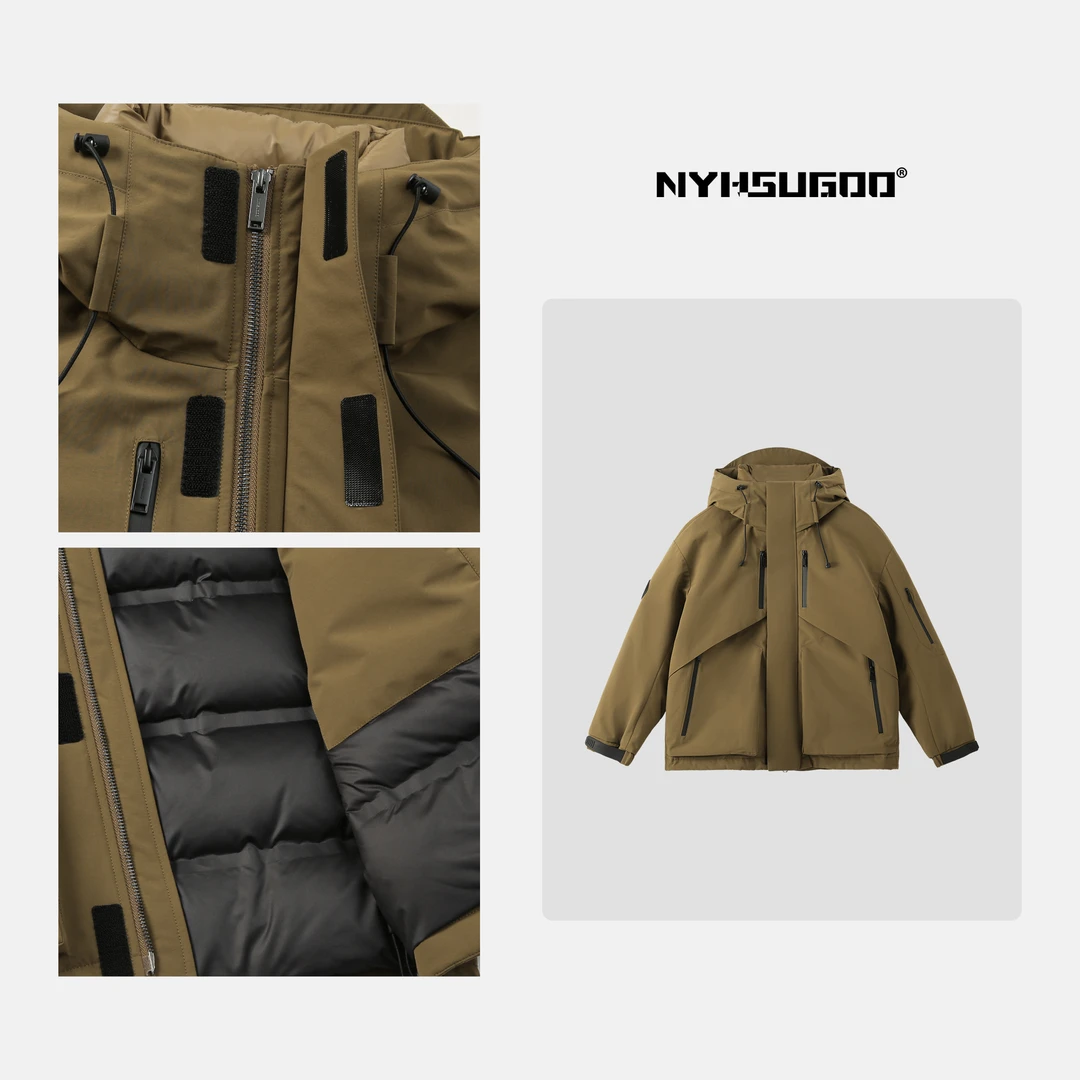 NYHSUGOO/南乙3409冬季新国标90白鸭绒男士户外硬壳连帽羽绒服