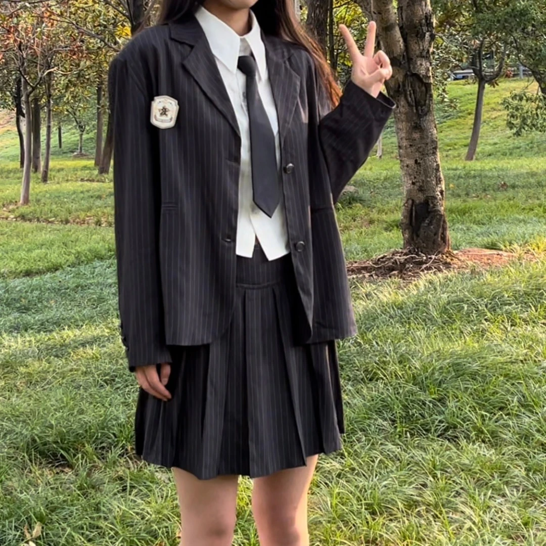 瞳福掌柜原创套装 【零下8度】衬衫+裙子+西服韩版小西装学院风时尚