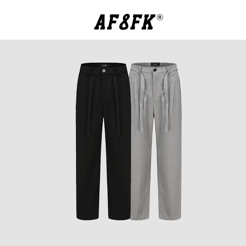 AF8FK【垂坠】廓形裁剪飘带西裤