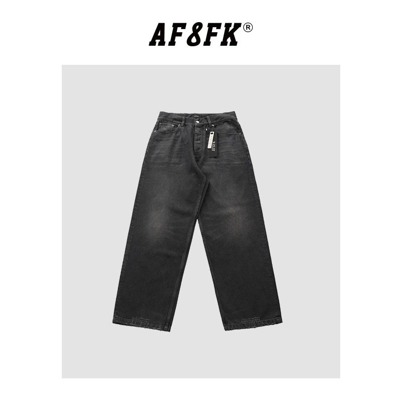 AF8FK【黑牛】重工水洗廓形牛仔裤