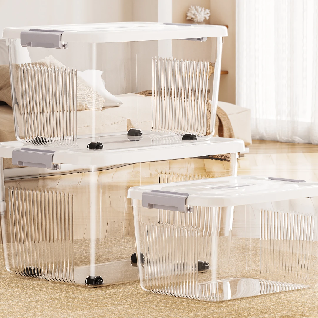 大容量透明收纳箱家用衣柜衣物手提式塑料盒子玩具后备箱收纳盒子