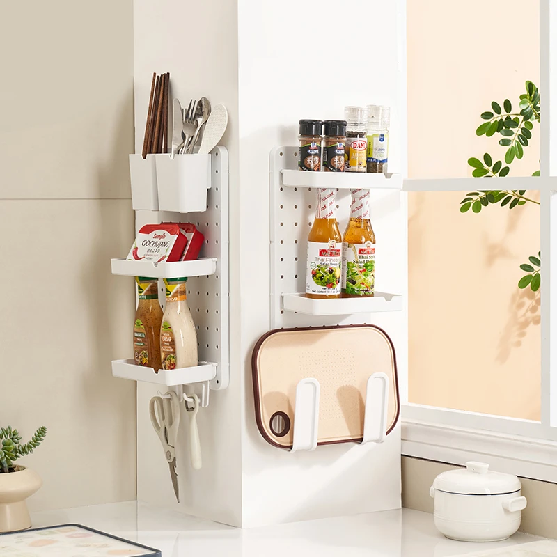 免打孔洞洞板厨房上墙上搁板壁挂配件收纳整理置物架隔板墙面墙壁