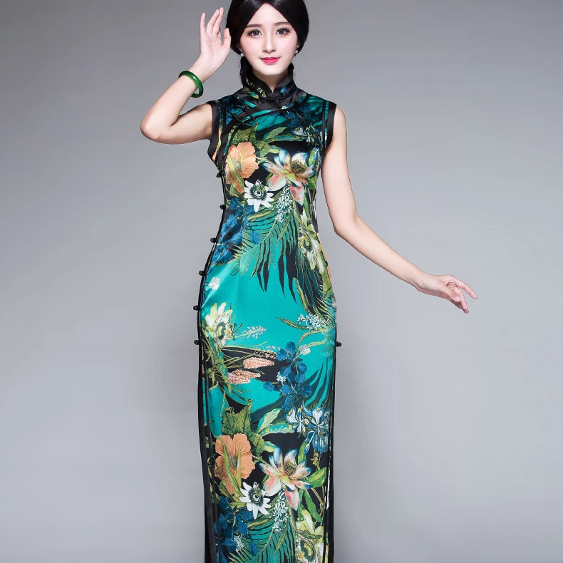 楼兰传说长款优雅修身名媛老上海旗袍女夏中式连衣裙