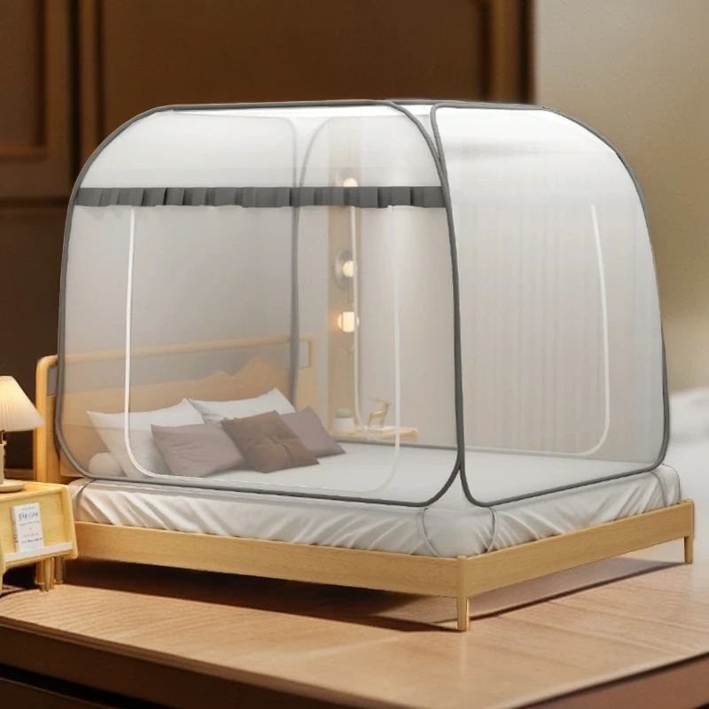 免安装折叠蚊帐1.5宽2米长家用卧室可折叠防蚊1.2米单人床防摔宿