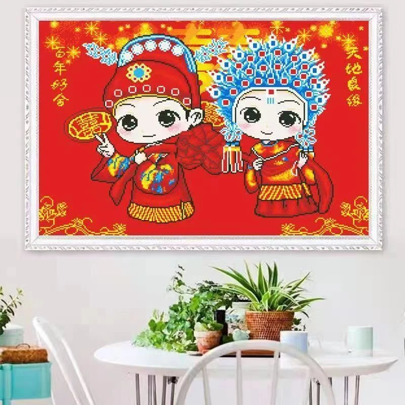 2024新款5D满钻钻石画结婚送人百年好合点贴十字绣客厅卧室异形钻