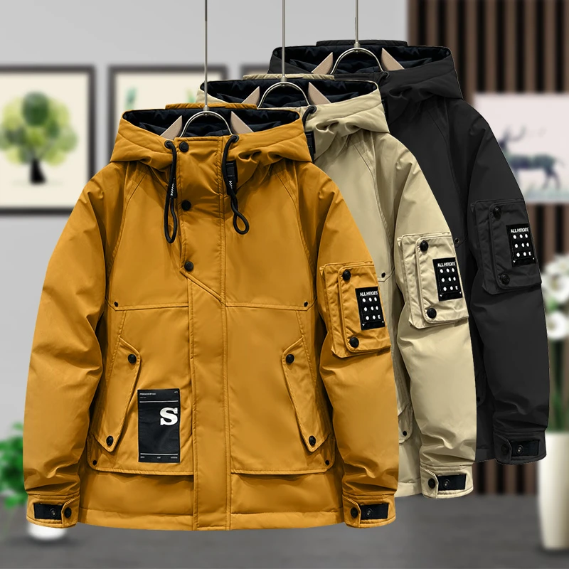 382-316冬季服-户外连帽防风时尚休闲保暖加厚帅气男韩版百搭外套