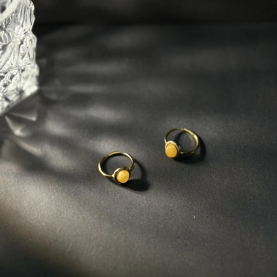 小婵-福利款#蜜蜡蛋面戒指（多样性发一）