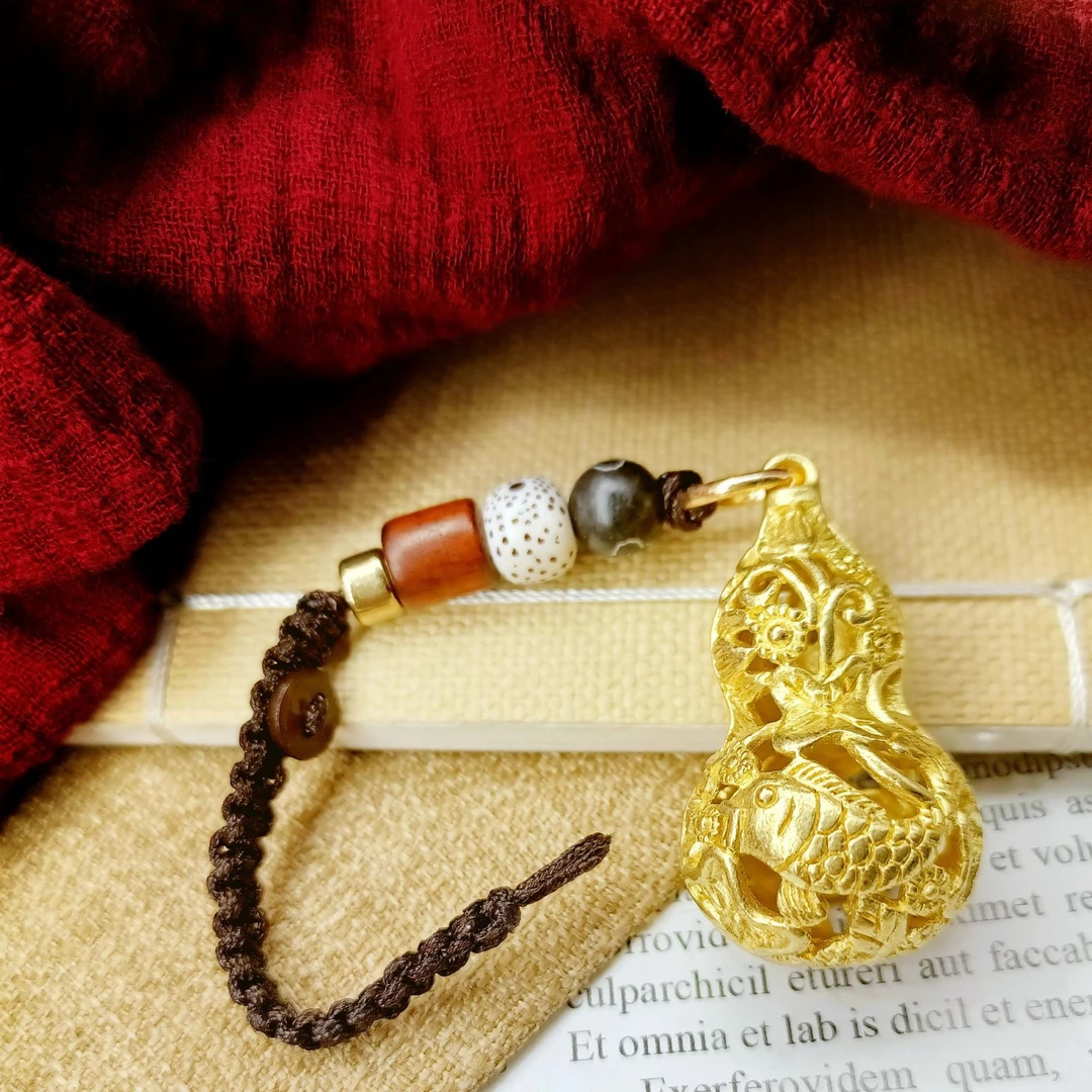 黄铜镂空葫芦钥匙扣挂件