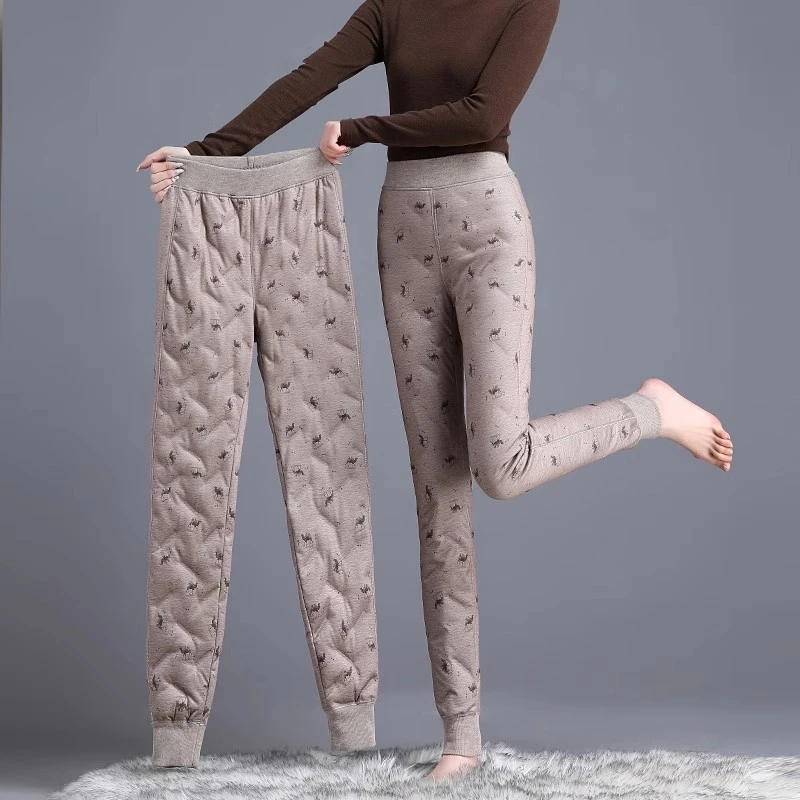 白鸭绒裤子女冬季内穿2025新款东北加绒加厚内胆中老年人保暖棉裤