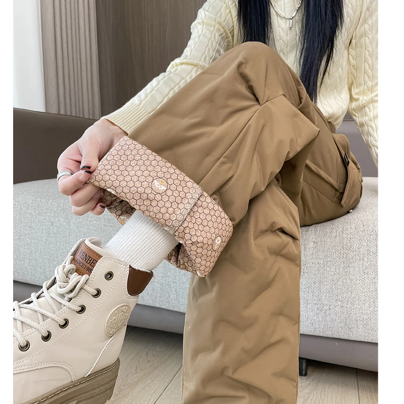 白鸭绒工装羽绒裤女外穿冬季2025新款零下40度防寒哈尔滨东北棉裤