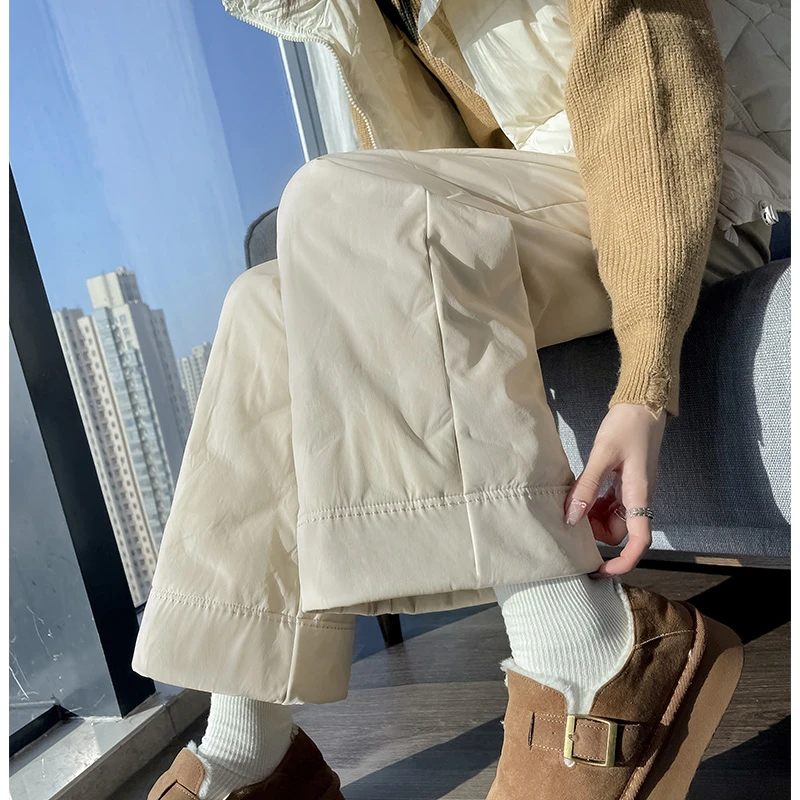 白鸭绒裤子女冬季外穿小个子2025新款女款直筒东北保暖加厚裤子