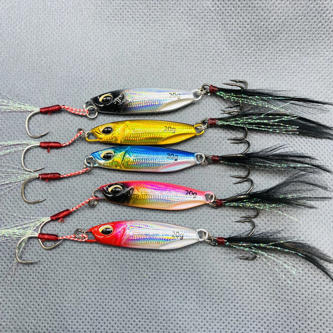 魔鬼鱼马牌日式远投飘落铁板路亚假饵黑色羽毛三本钩翘嘴鱤鱼鲈鱼