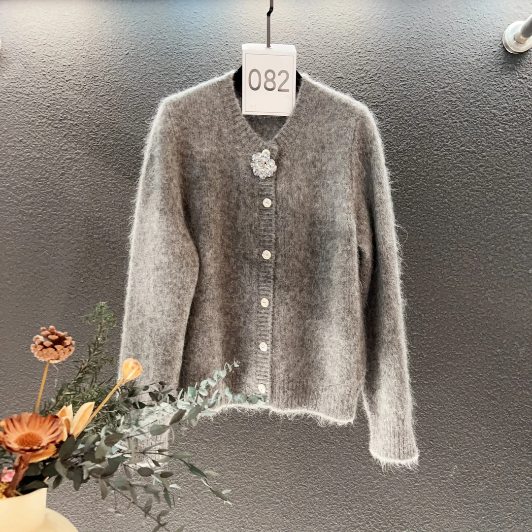 高端定制082 小香风镶花开衫