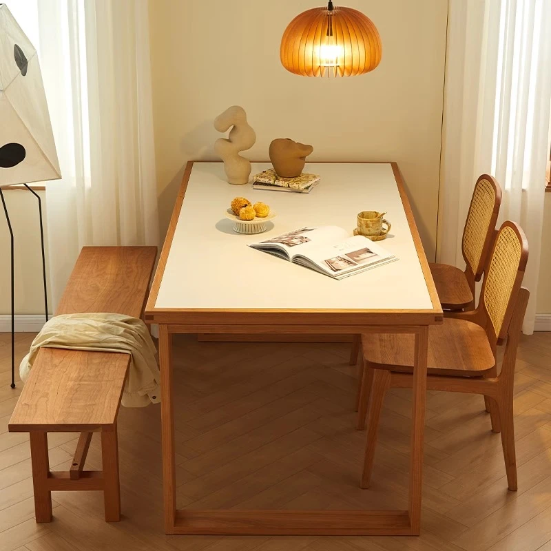 樱桃木家具餐桌客厅小户型家用实岩板木多功能日式客厅小户型家用