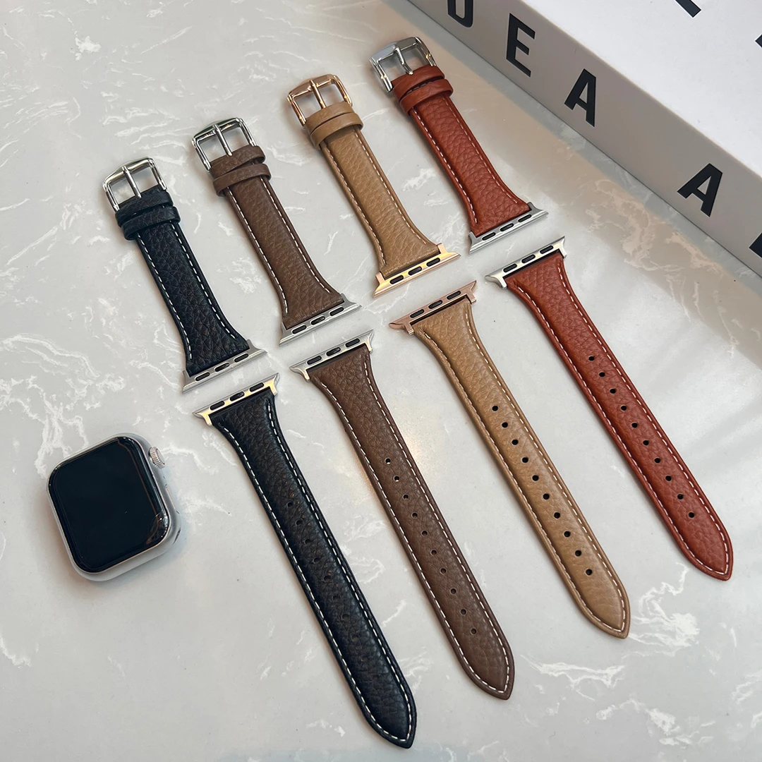 新款适用iwatch苹果表带小蛮腰真皮S9S8高级感41mm小众applewatch