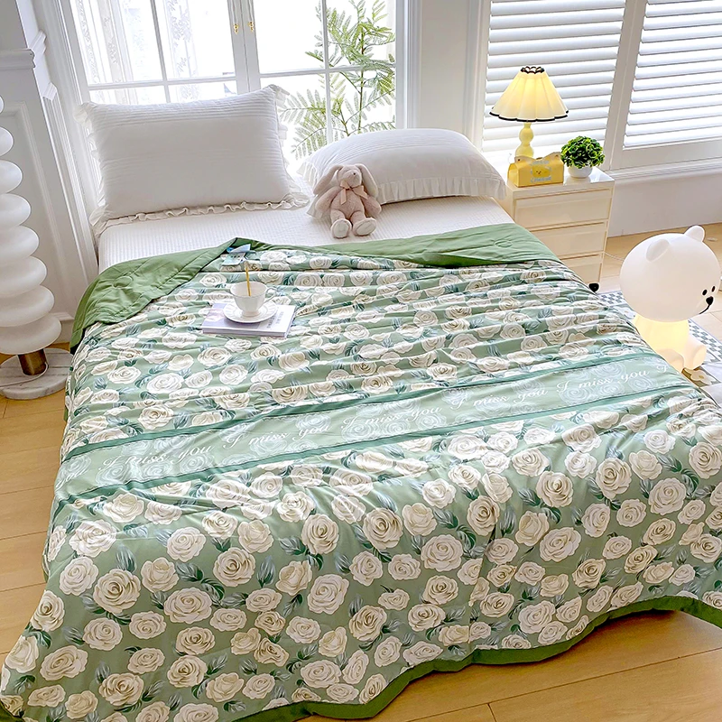 新款椿茶数码印花夏凉被机洗空调被7天试睡