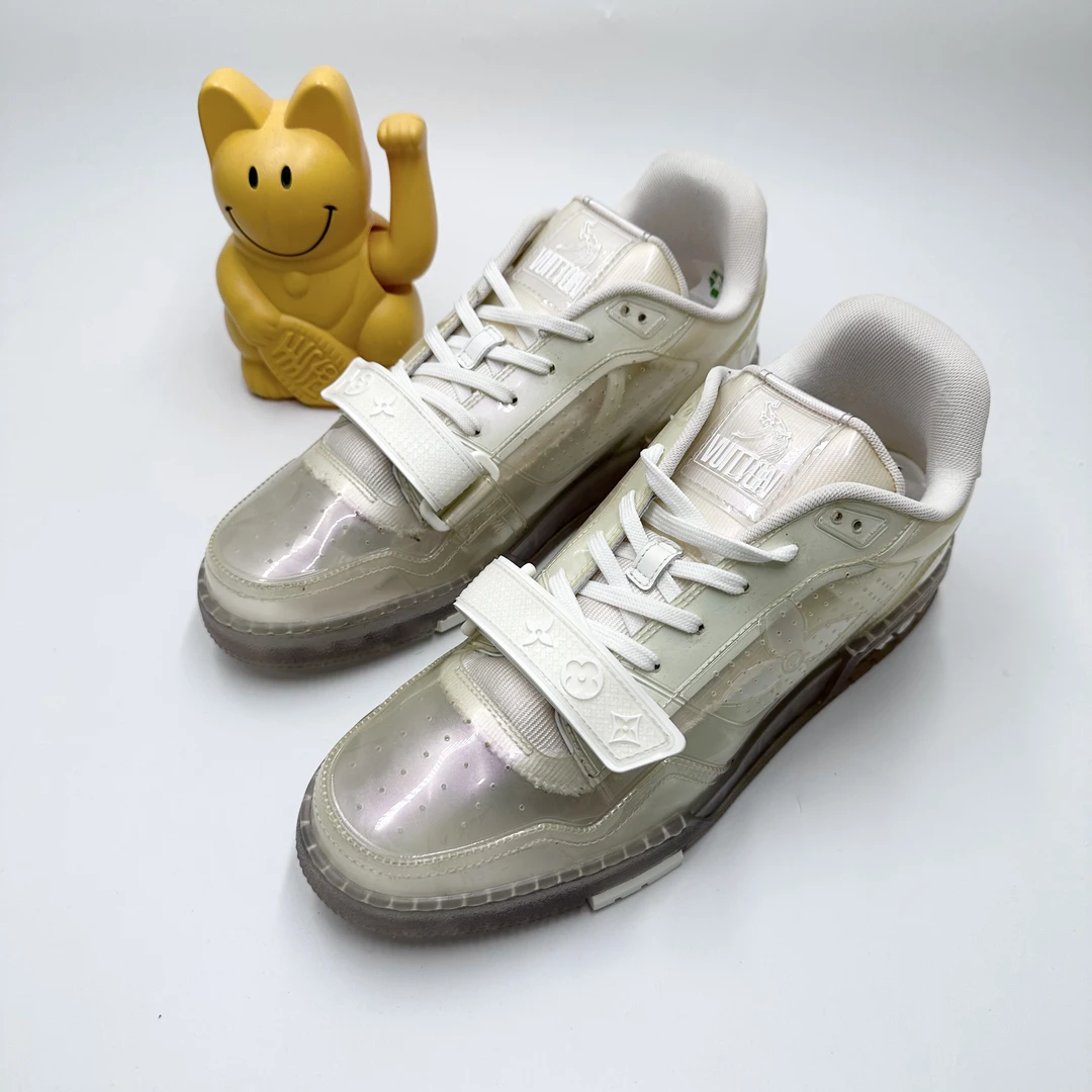Lv/42码/透明魔术贴Trainer板鞋/95新