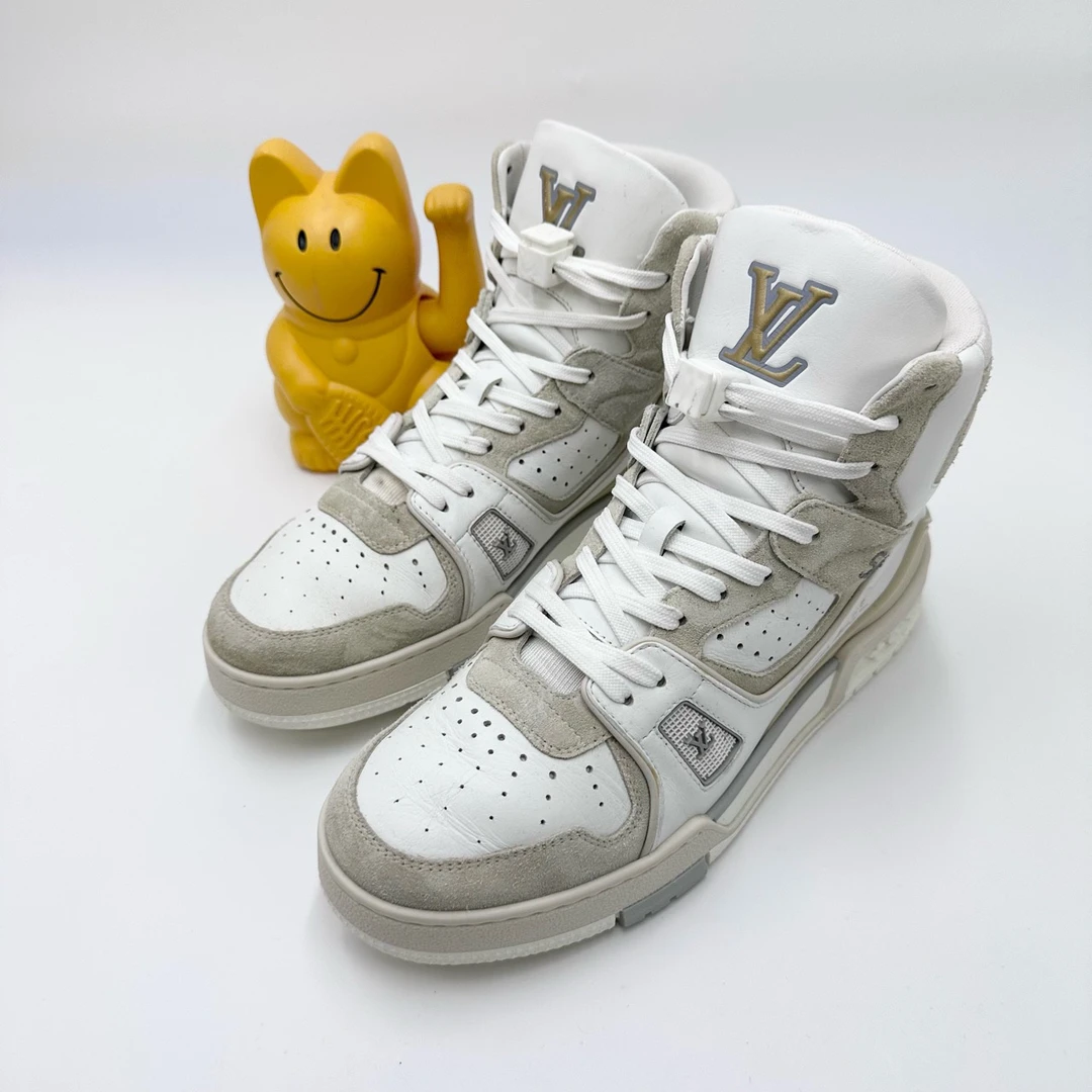 Lv/39.5码/灰白拼接高帮Trainer板鞋/95新