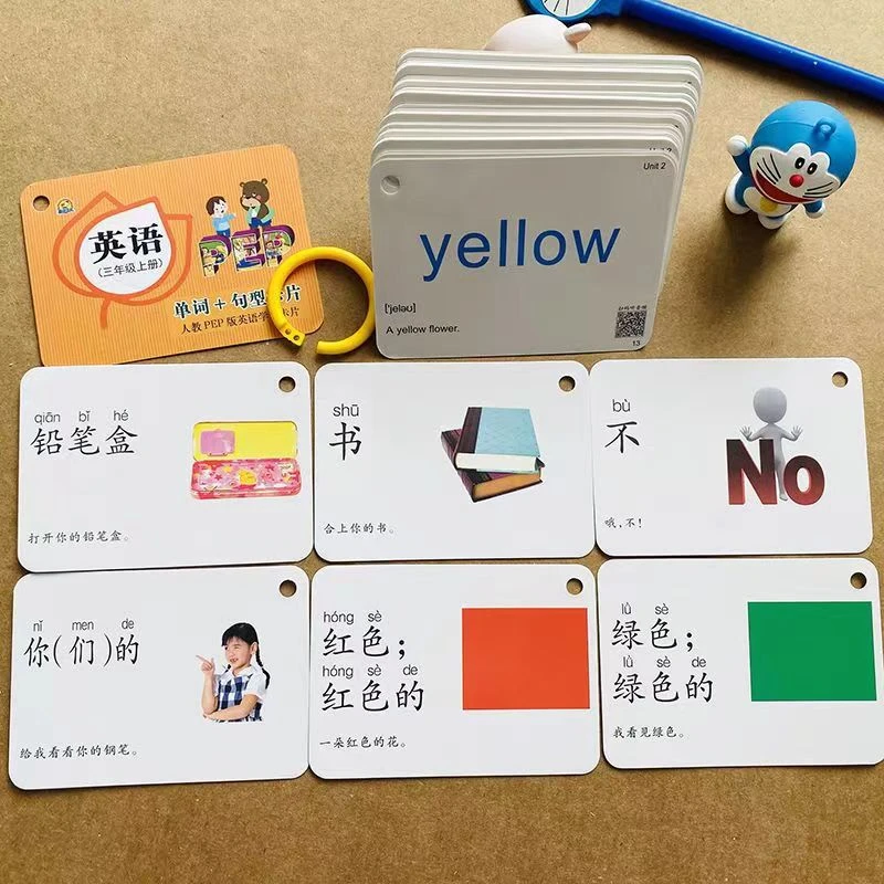 小学生3456年级人教版课本同步单词卡片儿童初学宿舍英文句子训练