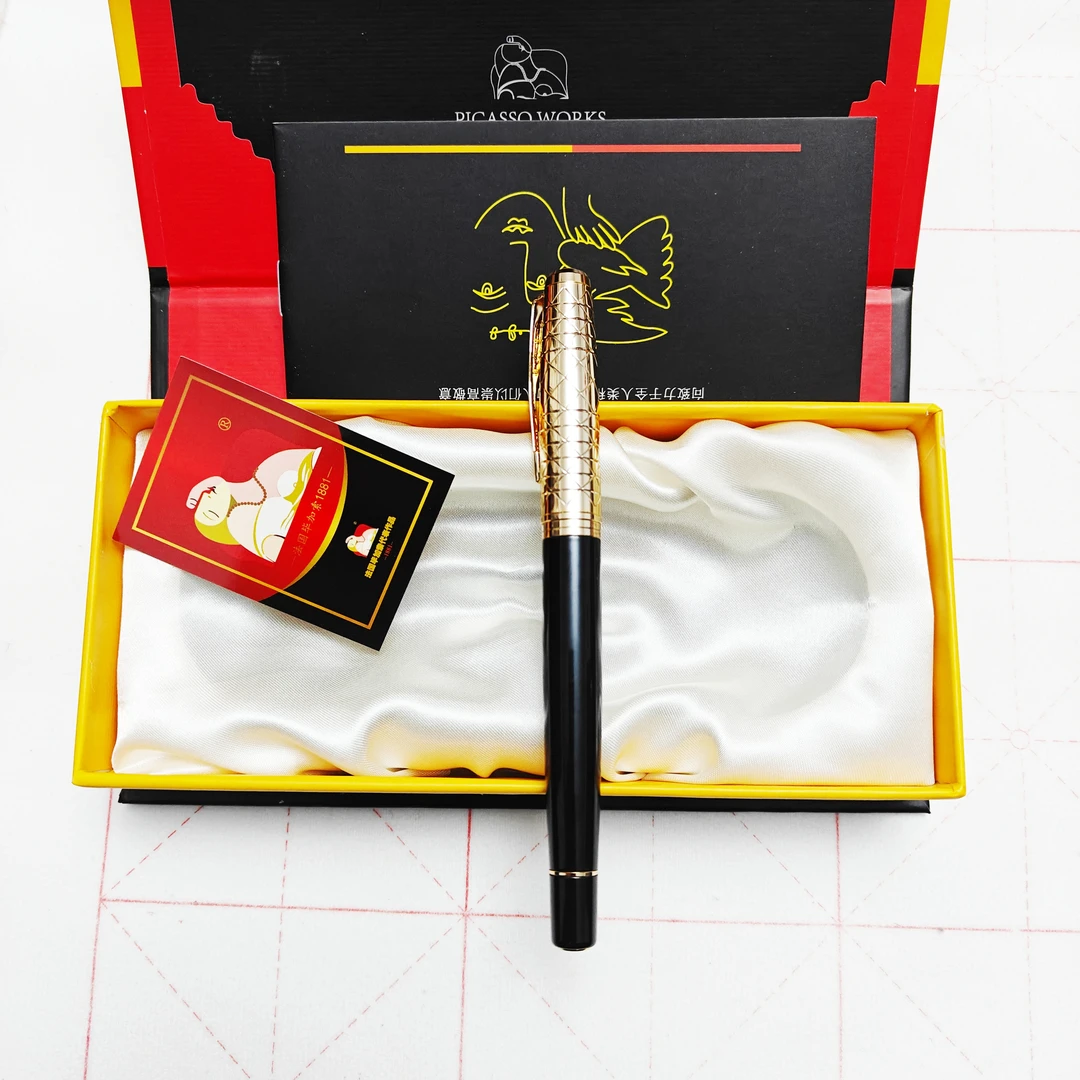 法国毕加索金雕顶配打磨款美工笔钢笔。新产品激光打磨笔尖儿