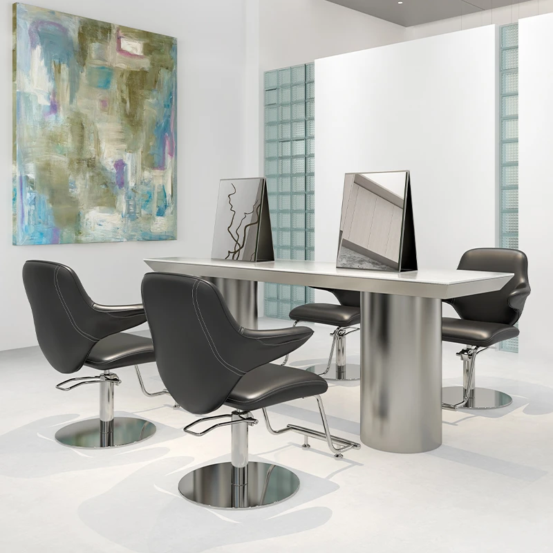 理发店镜台剪发镜烫染台镜子柜子一体发廊专用美发店镜