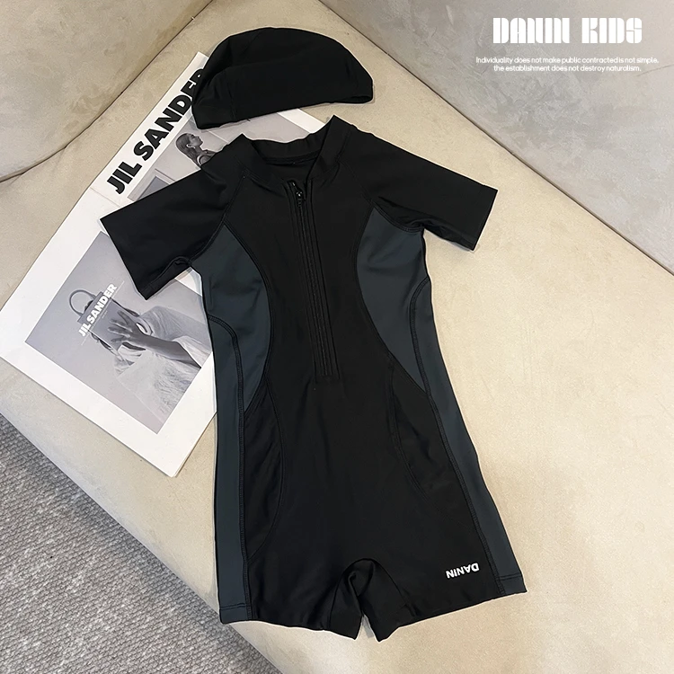【嗒囜】儿童长袖平角短裤连体游泳衣夏季玩水速干时尚泳衣232909