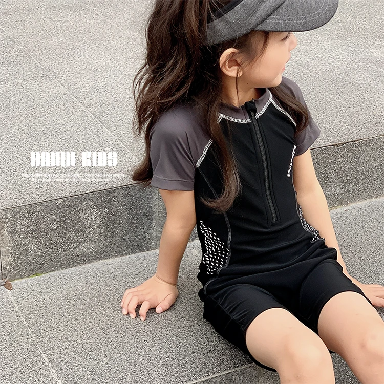 【嗒囜】夏季玩水速干时尚显瘦衣女童短袖平角短裤连体泳衣231687