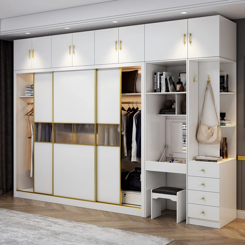 实木衣柜推拉门家用卧室简易组装家具简约现代挂衣橱储物大衣柜子