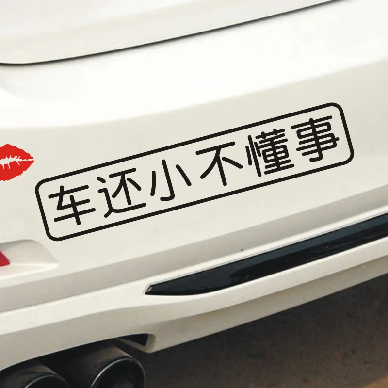 车还小不懂事车贴创意个性电动车摩托车改装饰文字贴画女司机车贴