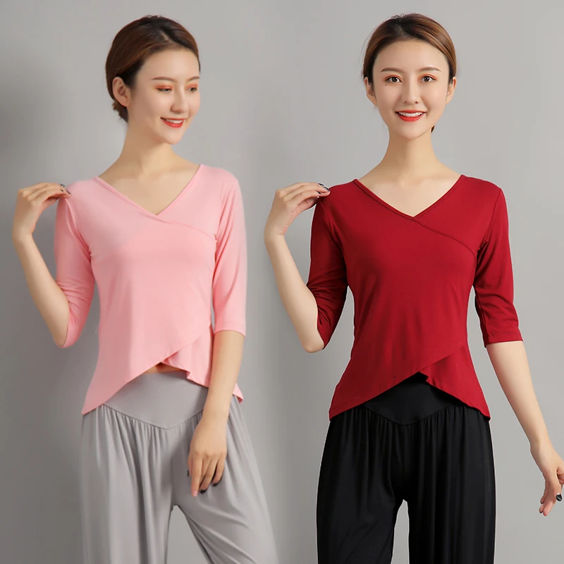 春夏瑜伽服长袖上衣女跑步运动装修身弹力广场舞蹈练功形体健身服