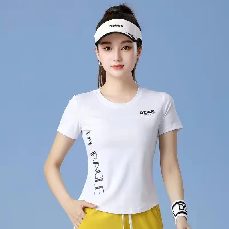 女款运动健身操跑步速干修身弹力夏季短袖上衣