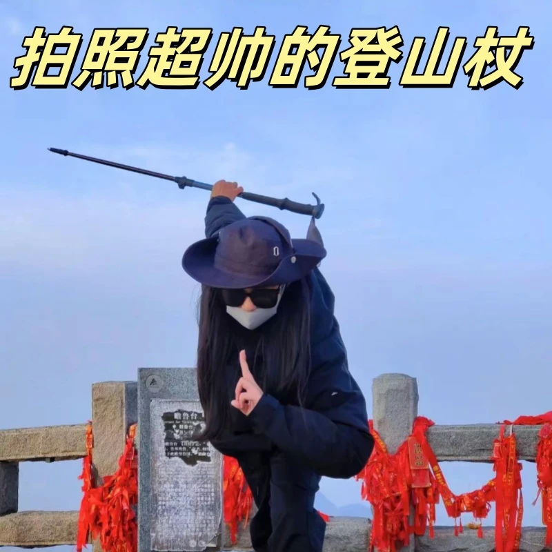 【拍照超帅】爆款超轻登山杖轻便减震直柄多功能耐用徒步棍登山装备