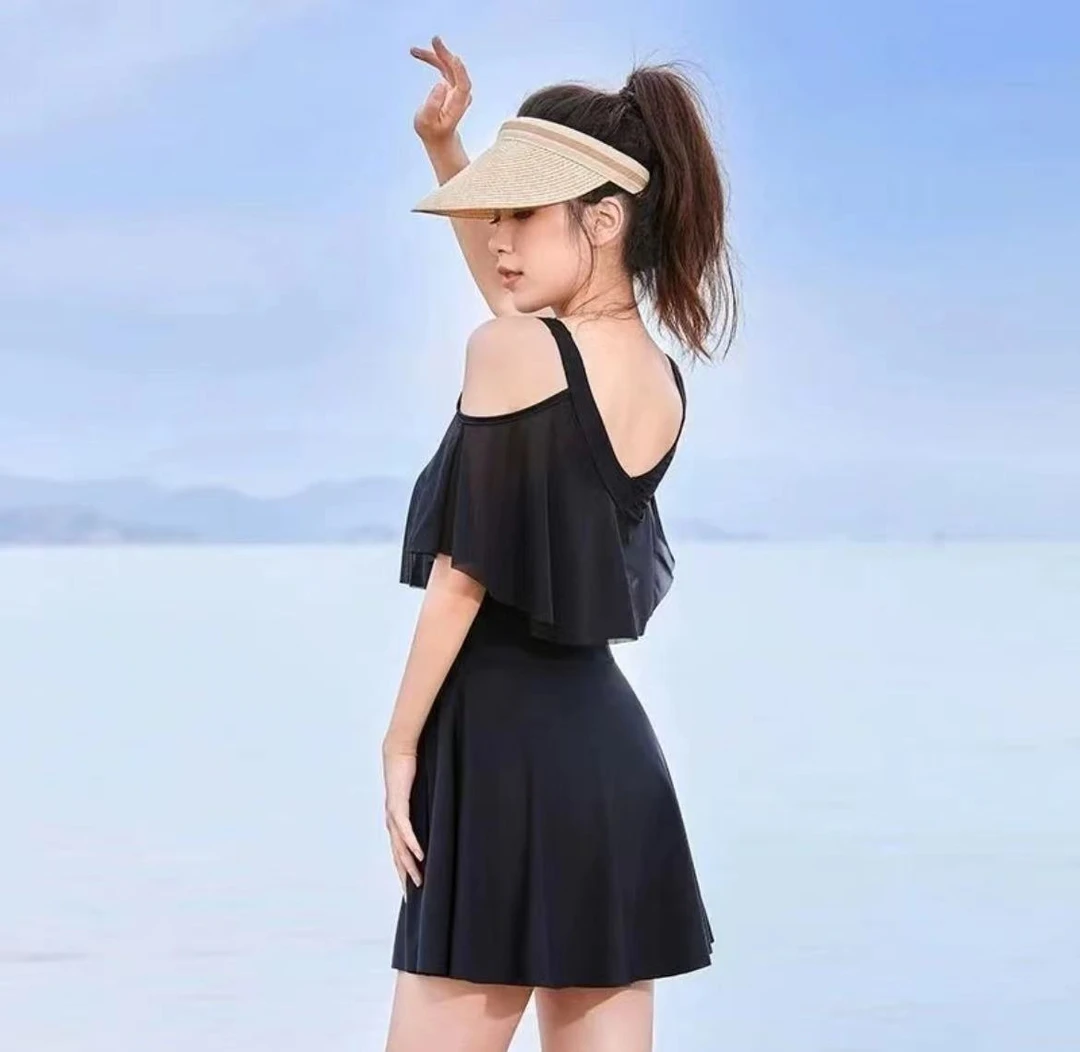 吊带泳衣女裙式大码夏季泡温泉高级感遮肉显瘦保守性感连体泳衣女