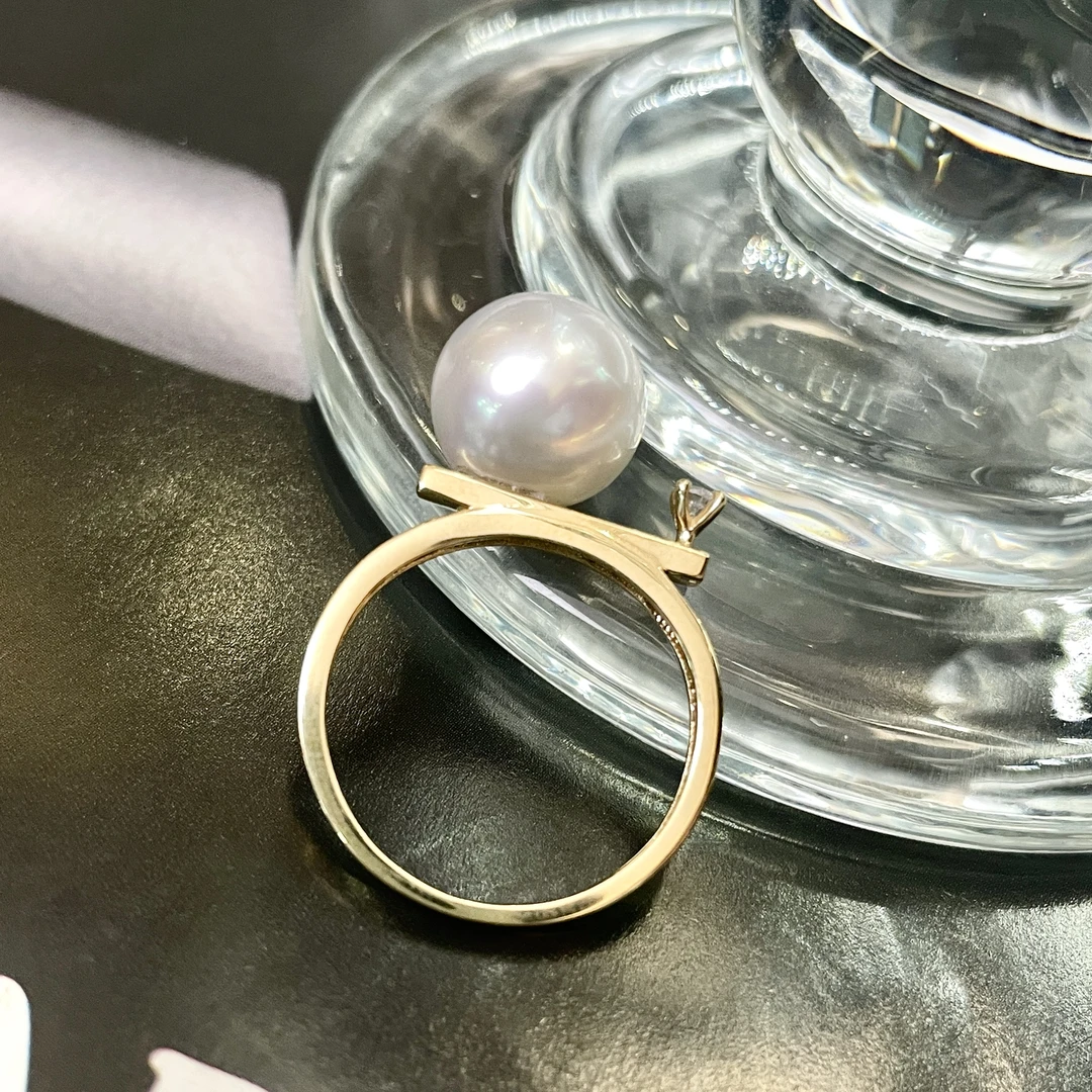 儒尚珠宝海水珍珠澳白18k金戒指11-12mm 正圆 微瑕 宝石珠光